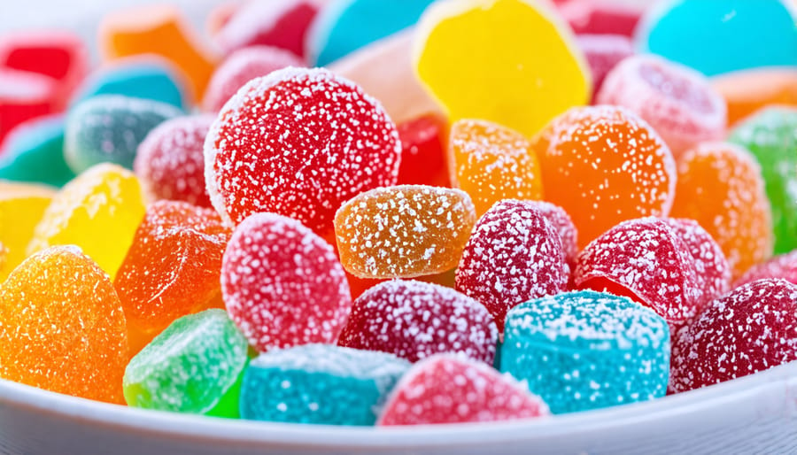 Colorful assortment of freeze-dried candies in a bowl showcasing their vibrant appearance