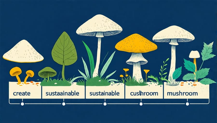 Flowchart depicting the steps involved in the sustainable cultivation and production of mushrooms